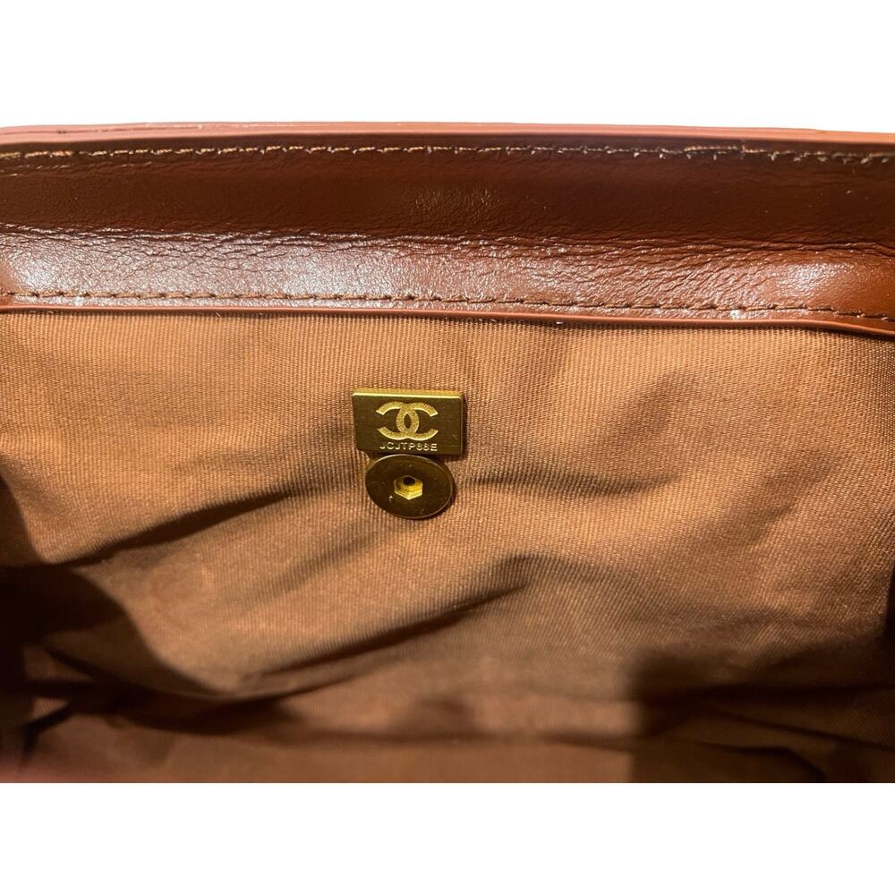 Chanel Brown Quilted Leather Mini Top Handle Bag Gold CC Chain Crossbody Italy - Picture 7 of 9